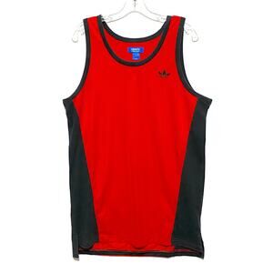 Adidas Basketball Mesh Tank Top Mens L Red Black 3 Stripes Athleisure Athletic